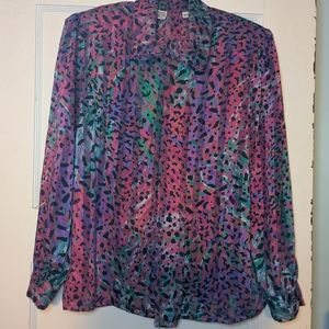 Vintage 80s Blouse - Lisa Frank Vibes!